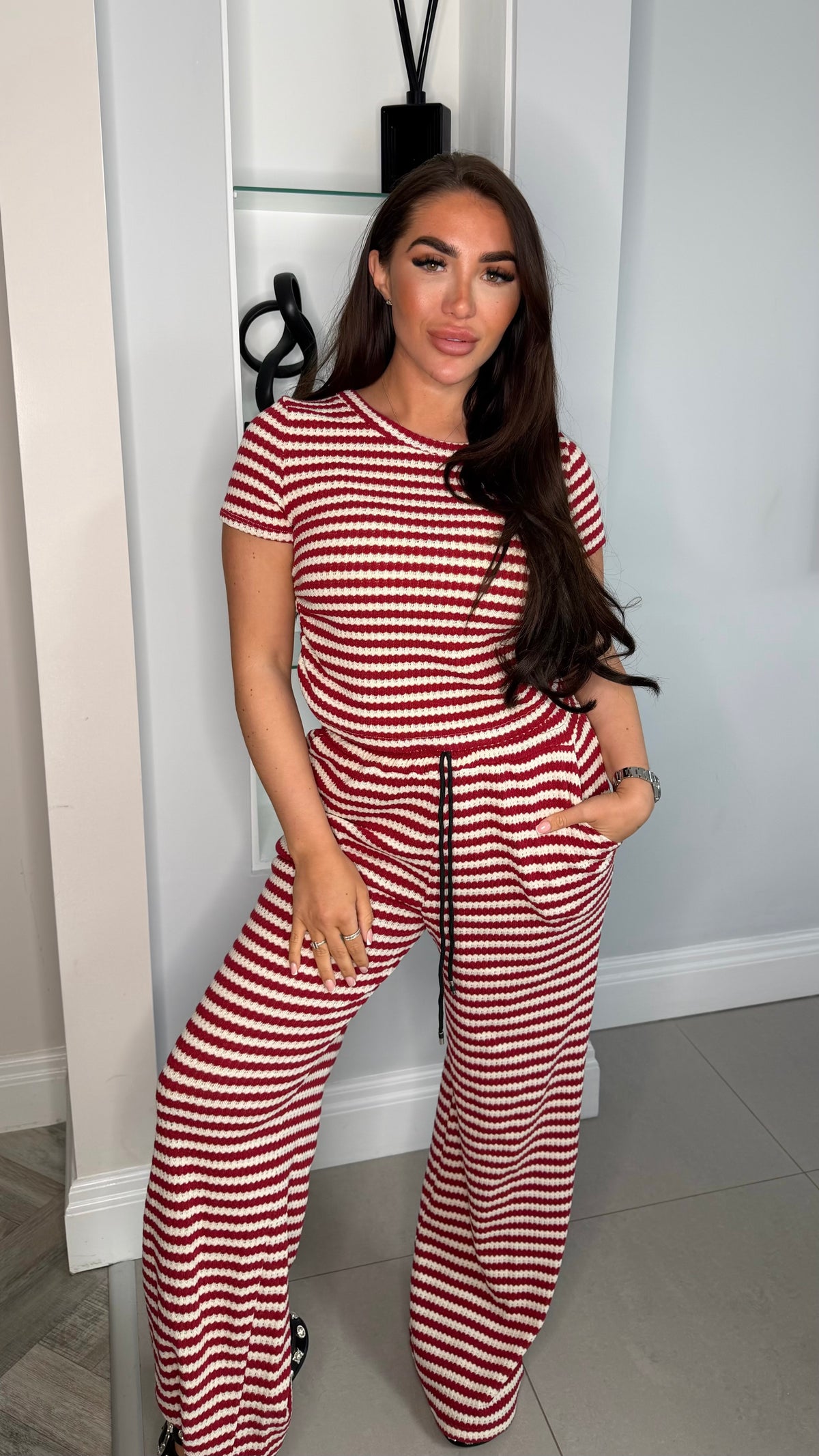 Red Faye Stripe Co ord set
