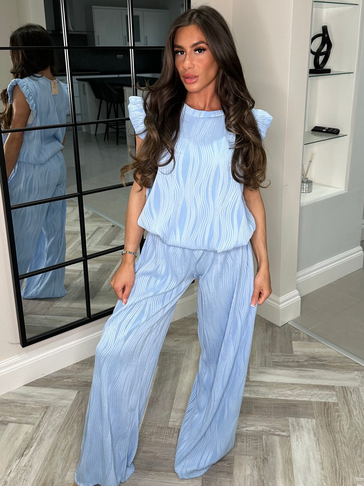 Textured co ord set SKYE BLUE