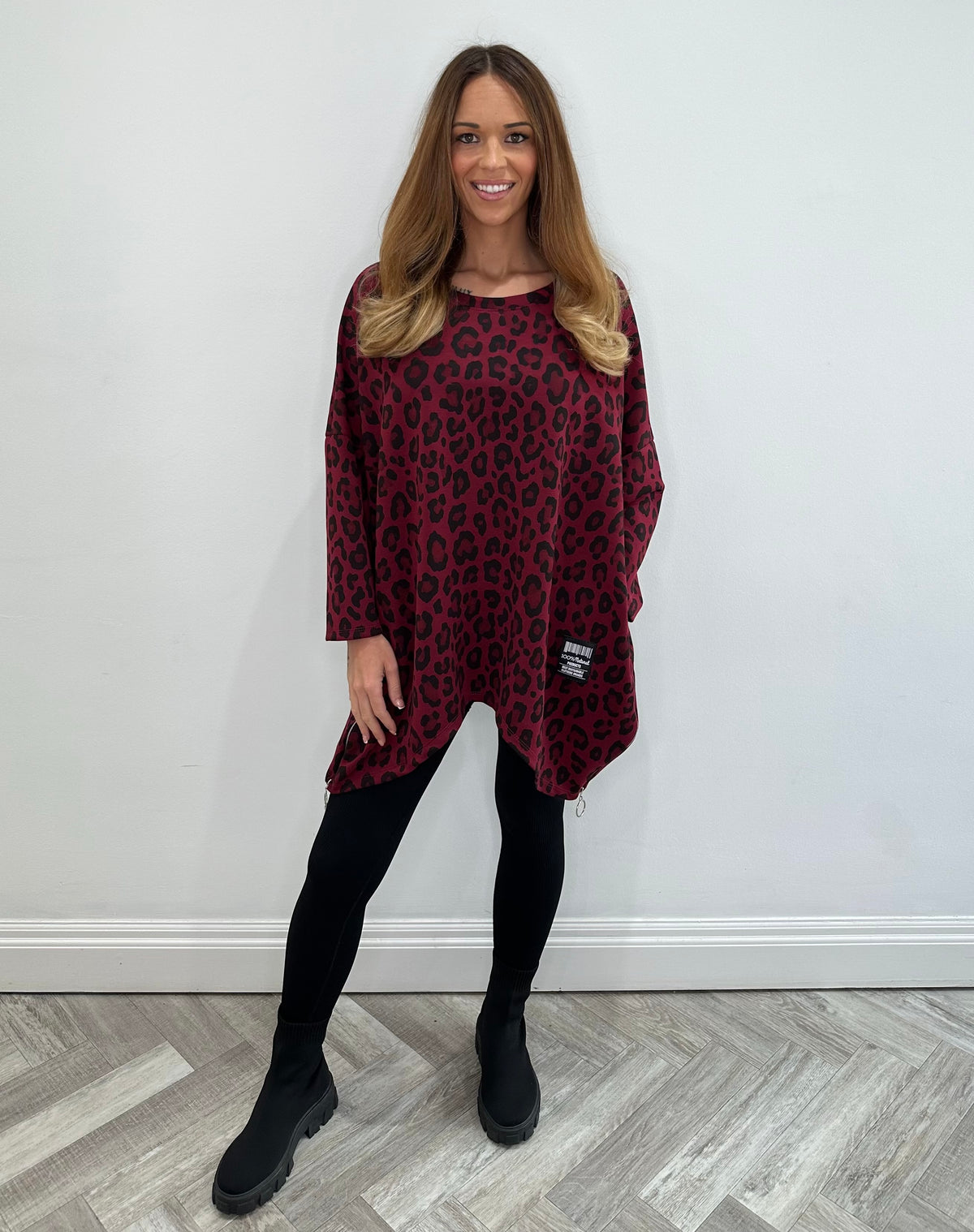 SASE boutique Luxe Leopard Swing Zip-Hem Tunic – One Size 8–22