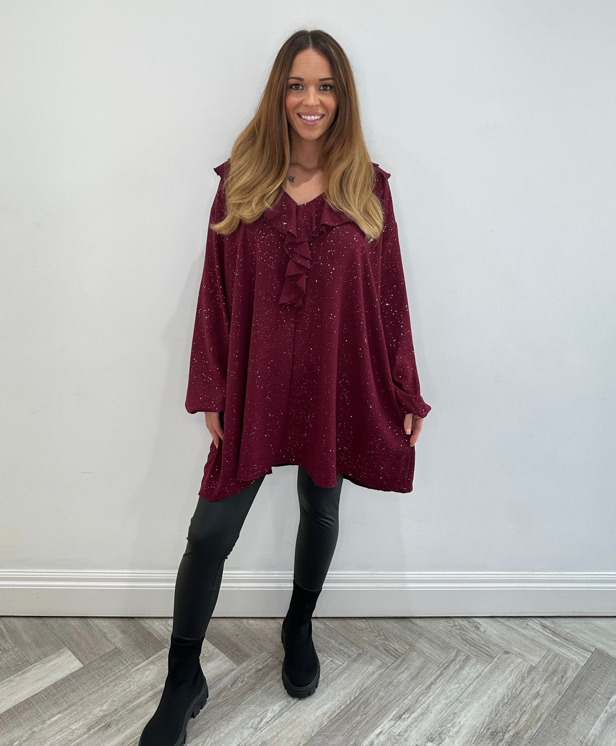 Stardust Ruffle Sparkle Tunic – One Size 8–22 (Top or Dress)