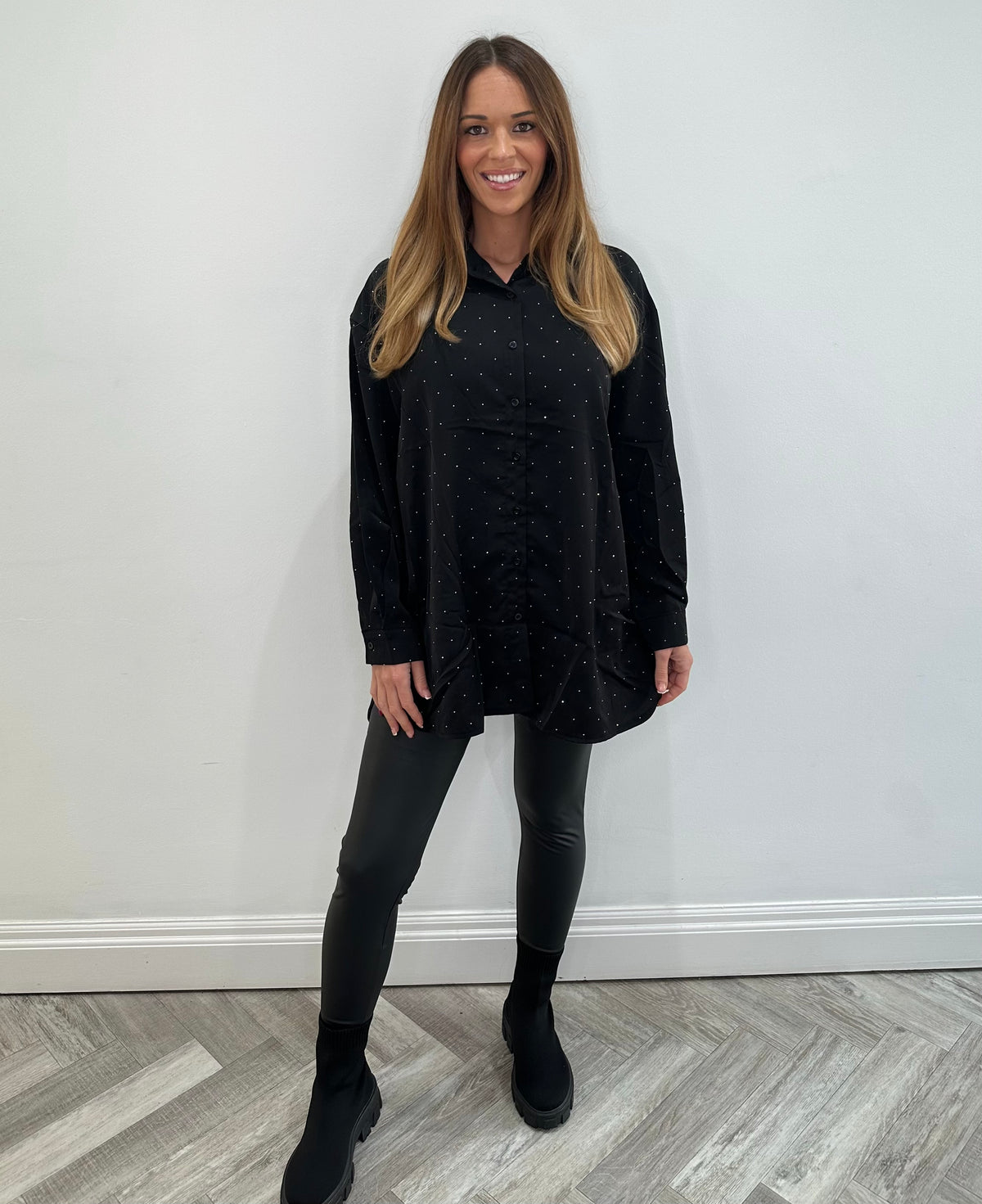 Midnight Sparkle Oversized Shirt – One Size 8–18